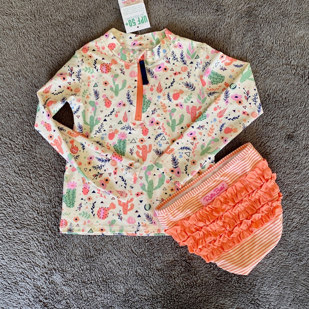 Ruffle Butts Desert Blossoms rashguard swimsuit